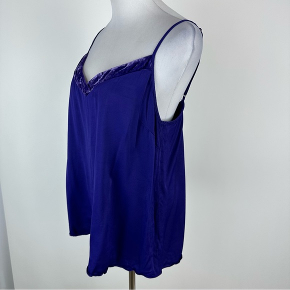 Anthropologie Floreat Purple Velvet Trim Cami Top Size Large - Picture 7 of 12